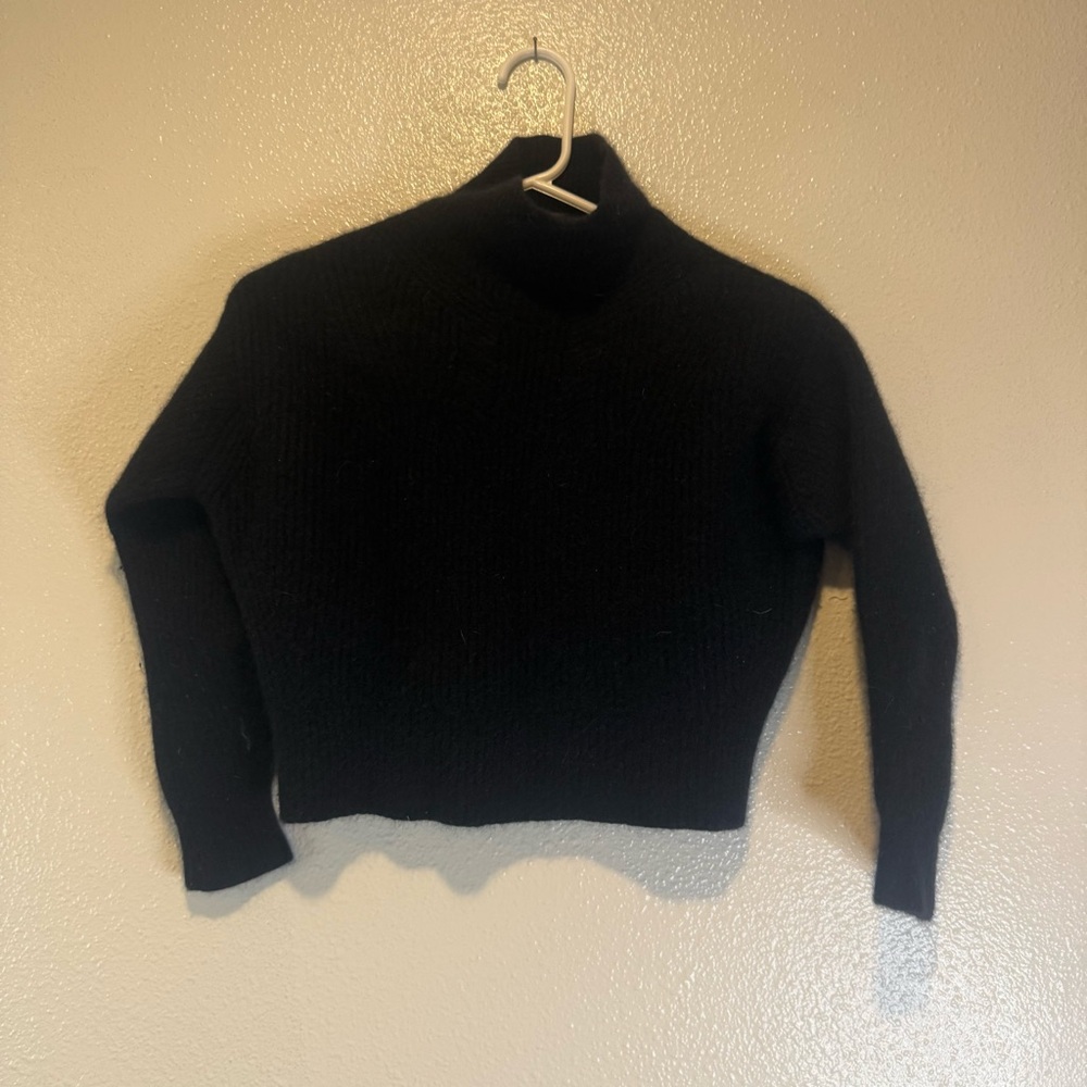 Aqua Black Turtleneck Cropped Sweater